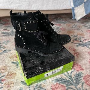 Sam Edelman “Jennifer” black suede combat boots